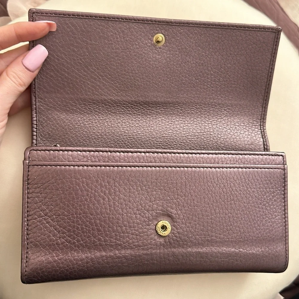 Gucci Plum Embossed Leather Continental Wallet